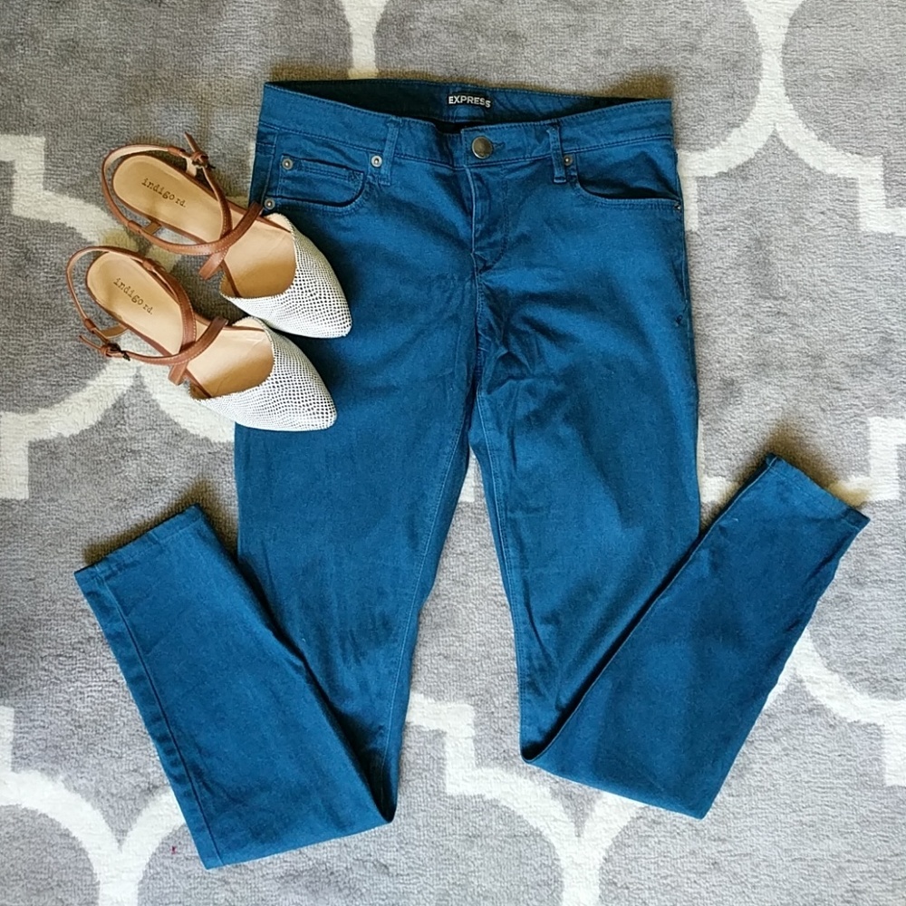 Express Teal Jean Leggings sz 6